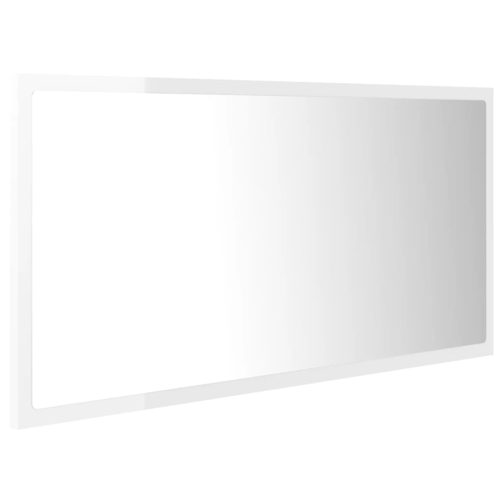 Led Koupelnové Zrcadlo Bílé Vysoký Lesk 90X8,5X37 Cm Akrylové