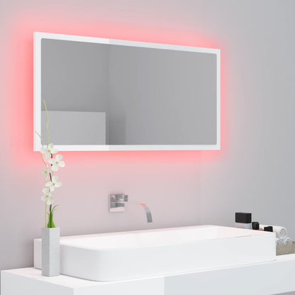 Led Koupelnové Zrcadlo Bílé Vysoký Lesk 90X8,5X37 Cm Akrylové