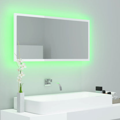 Led Koupelnové Zrcadlo Bílé Vysoký Lesk 90X8,5X37 Cm Akrylové