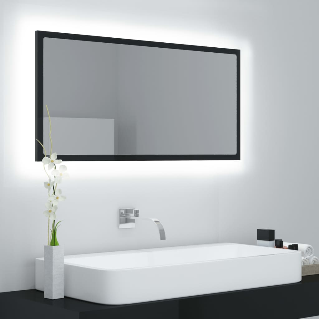 Led Koupelnové Zrcadlo Šedé 90 X 8,5 X 37 Cm Akrylové