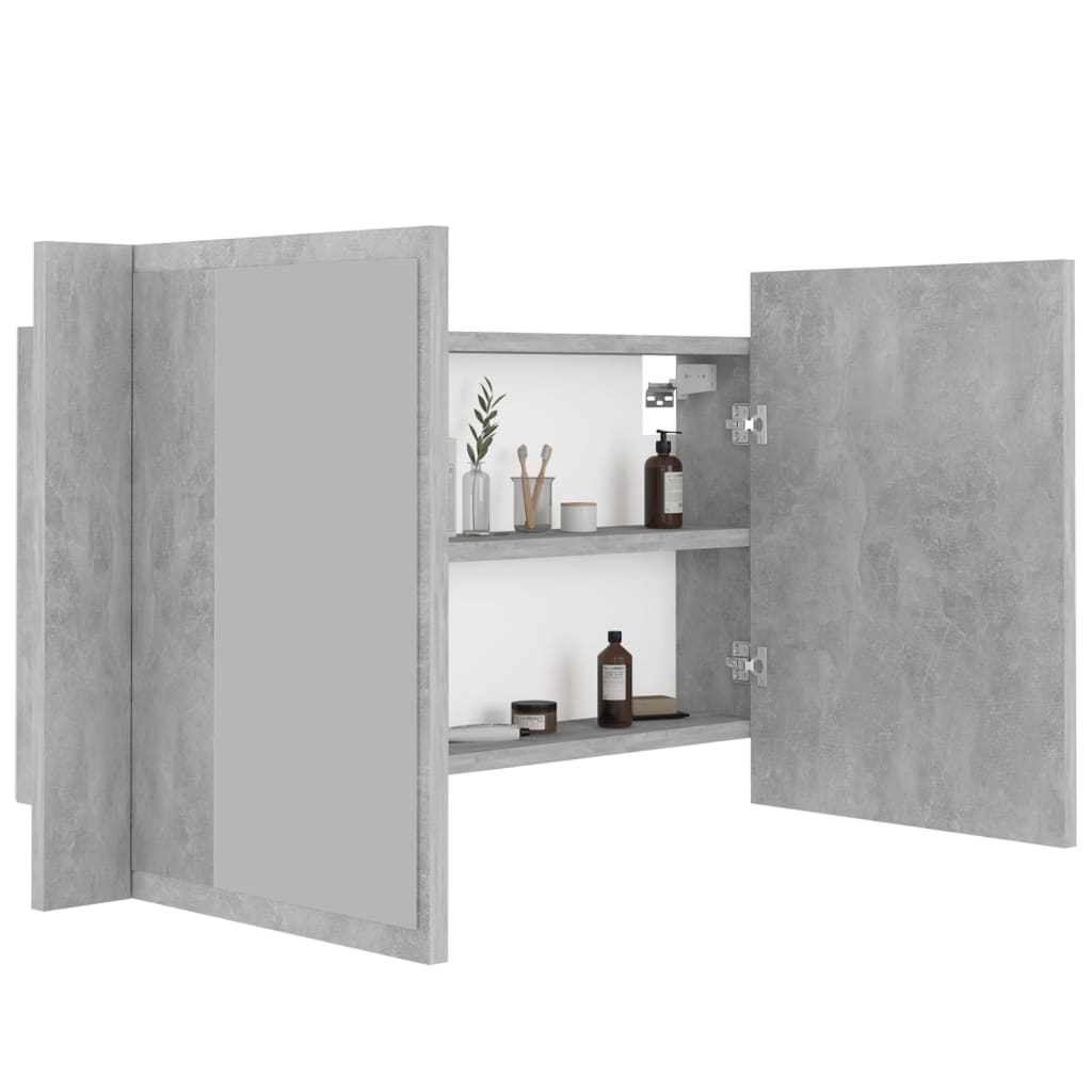 Led Koupelnová Skříňka Se Zrcadlem Betonově Šedá 80X12X45 Cm