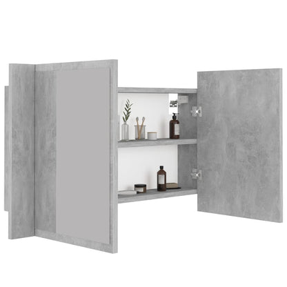 Led Koupelnová Skříňka Se Zrcadlem Betonově Šedá 80X12X45 Cm