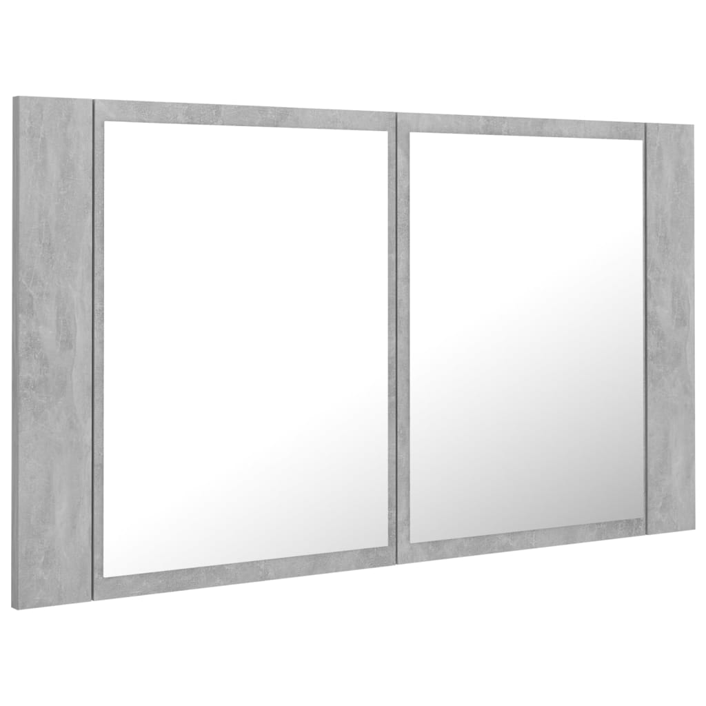 Led Koupelnová Skříňka Se Zrcadlem Betonově Šedá 80X12X45 Cm