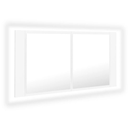 Led Koupelnová Skříňka Se Zrcadlem Bílá 90 X 12 X 45 Cm Akryl
