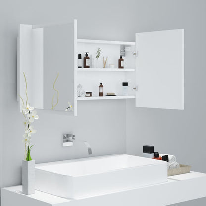 Led Koupelnová Skříňka Se Zrcadlem Bílá 90 X 12 X 45 Cm Akryl