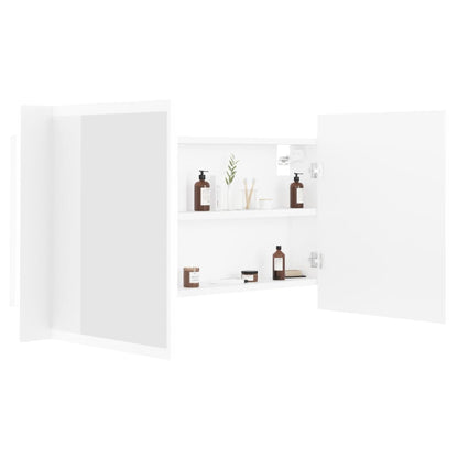 Led Koupelnová Skříňka Se Zrcadlem Bílá 90 X 12 X 45 Cm Akryl