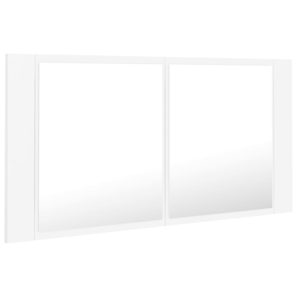 Led Koupelnová Skříňka Se Zrcadlem Bílá 90 X 12 X 45 Cm Akryl