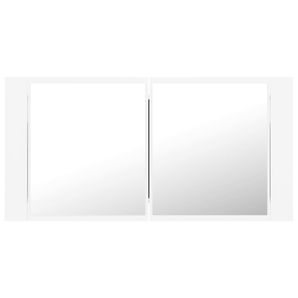 Led Koupelnová Skříňka Se Zrcadlem Bílá 90 X 12 X 45 Cm Akryl