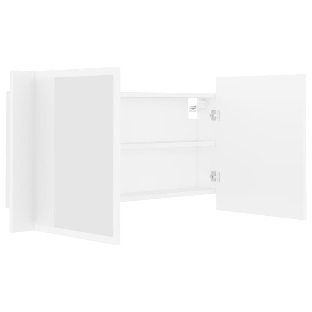 Led Koupelnová Skříňka Se Zrcadlem Bílá 90 X 12 X 45 Cm Akryl