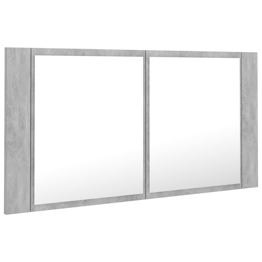 Led Koupelnová Skříňka Se Zrcadlem Betonově Šedá 90X12X45 Cm