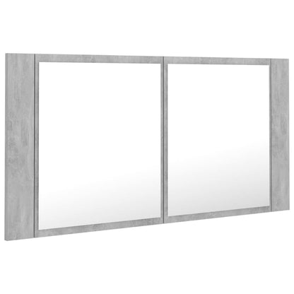 Led Koupelnová Skříňka Se Zrcadlem Betonově Šedá 90X12X45 Cm