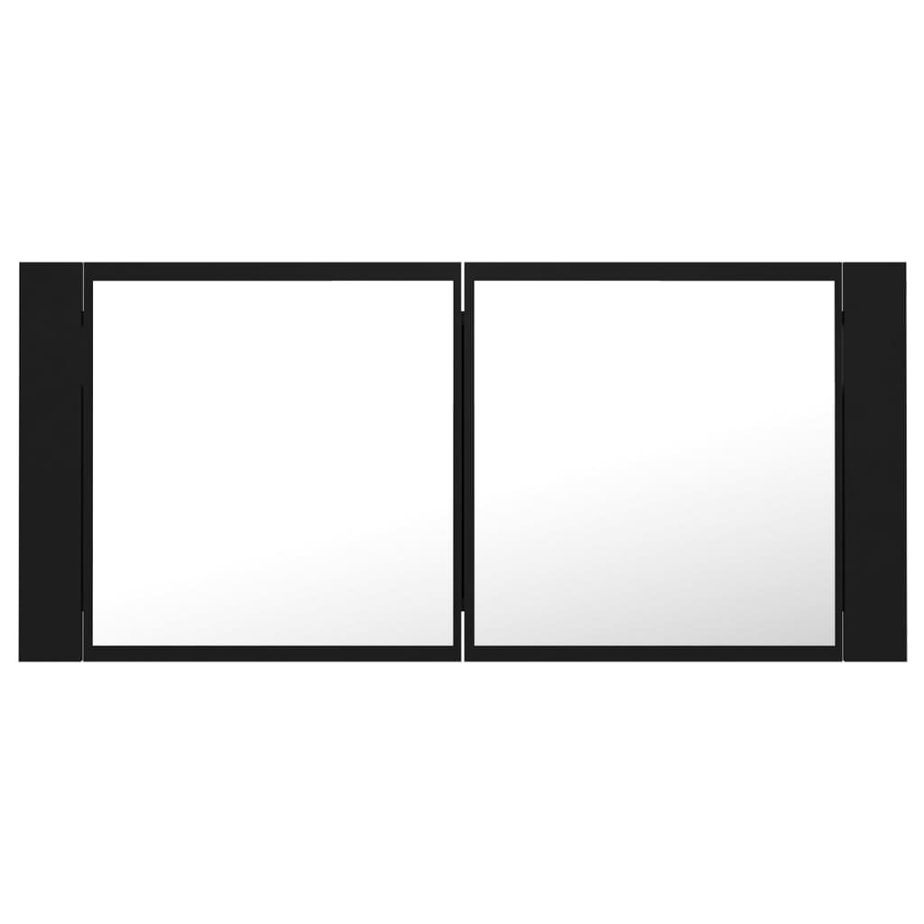 Led Koupelnová Skříňka Se Zrcadlem Černá 100 X 12 X 45 Cm Akryl