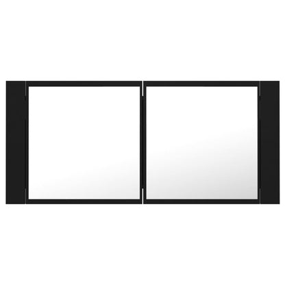 Led Koupelnová Skříňka Se Zrcadlem Černá 100 X 12 X 45 Cm Akryl