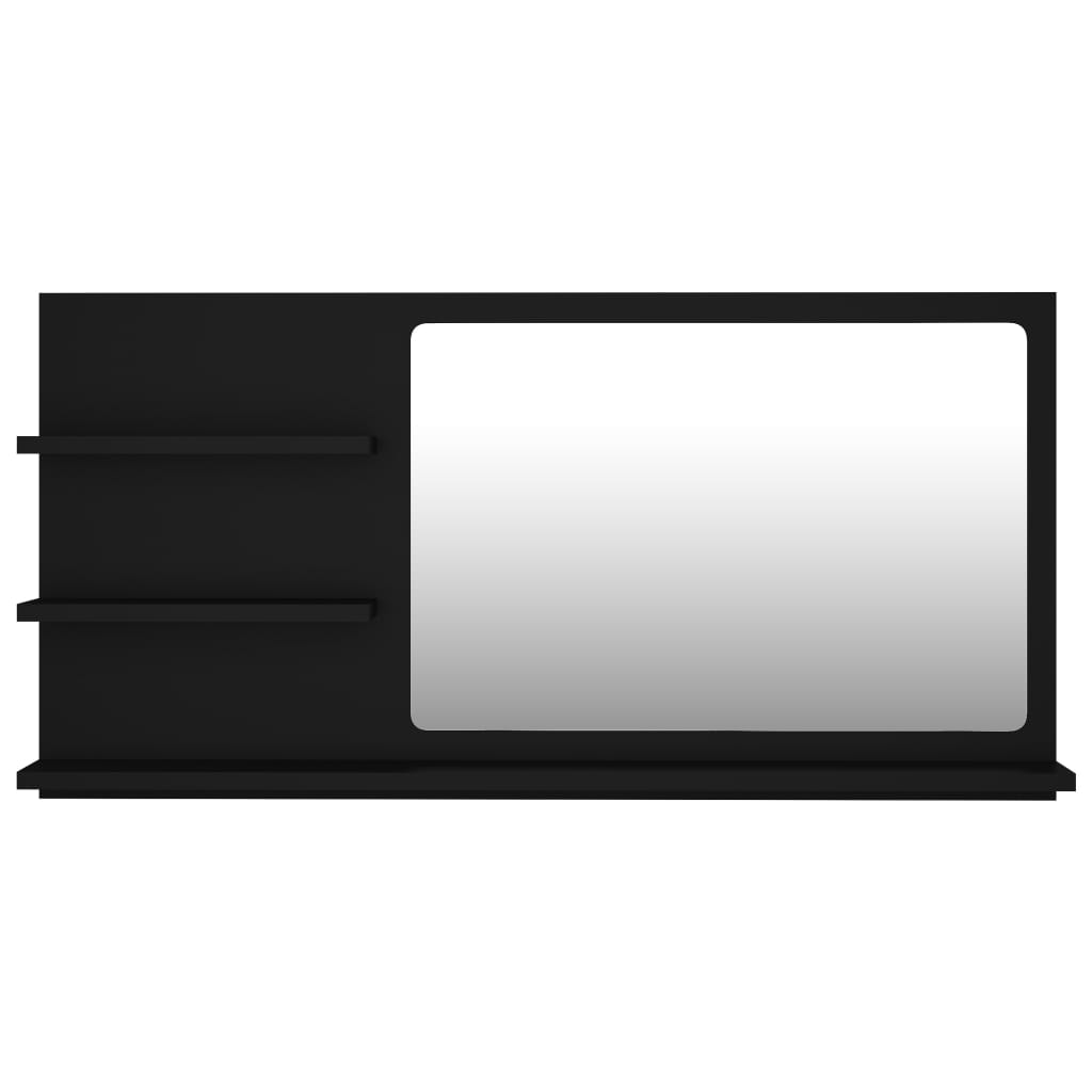 Koupelnové Zrcadlo Černé 90 X 10,5 X 45 Cm Kompozitní Dřevo