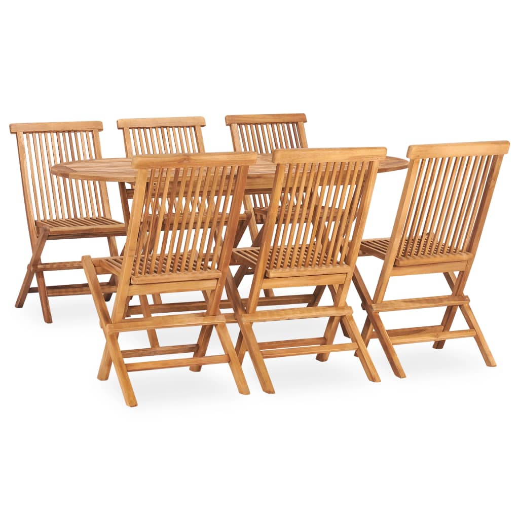 7Dílný Skládací Zahradní Jídelní Set Masivní Teakové Dřevo 160 X 80 X 75 Cm