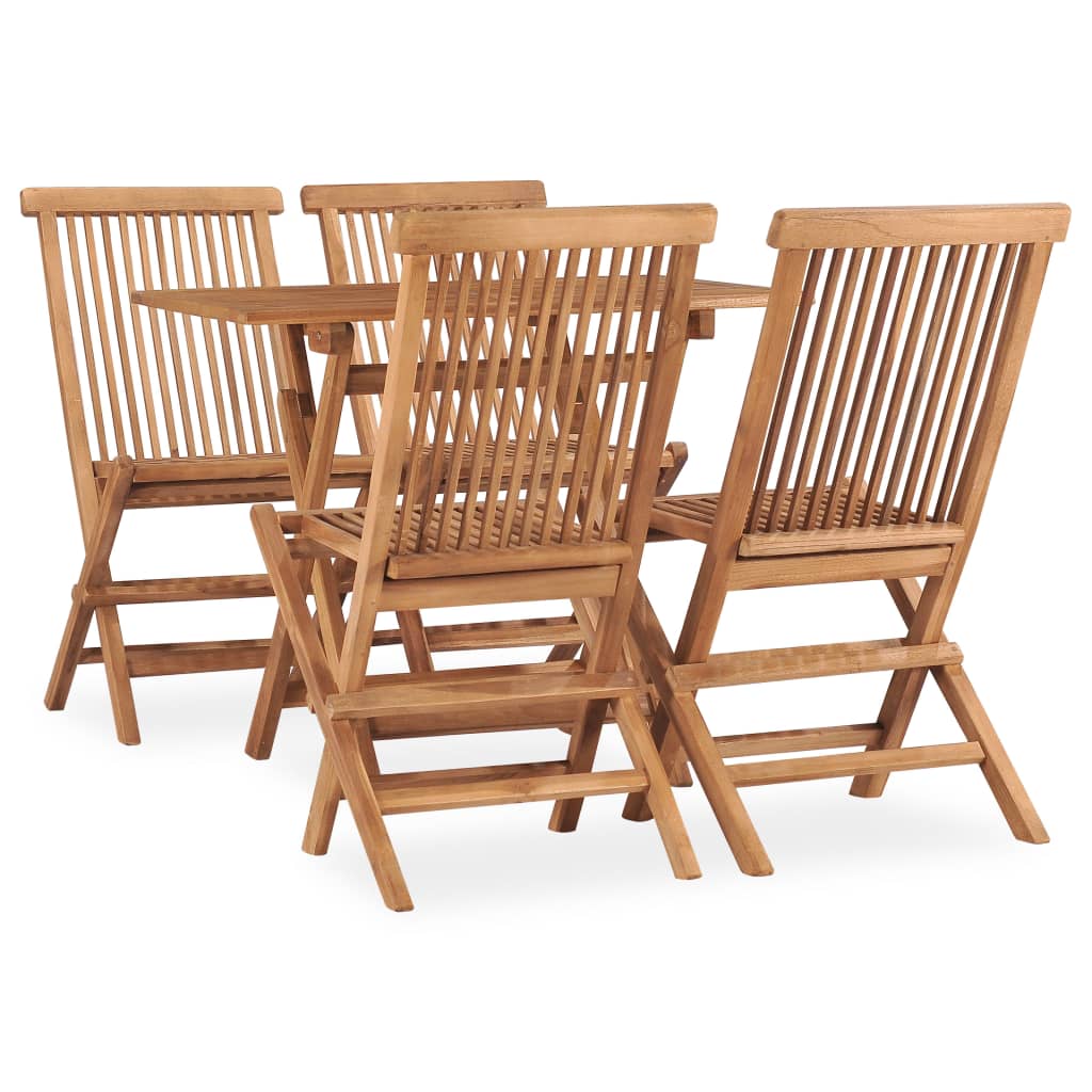 5Dílný Skládací Zahradní Jídelní Set Masivní Teakové Dřevo 90 X 60 X 75 Cm
