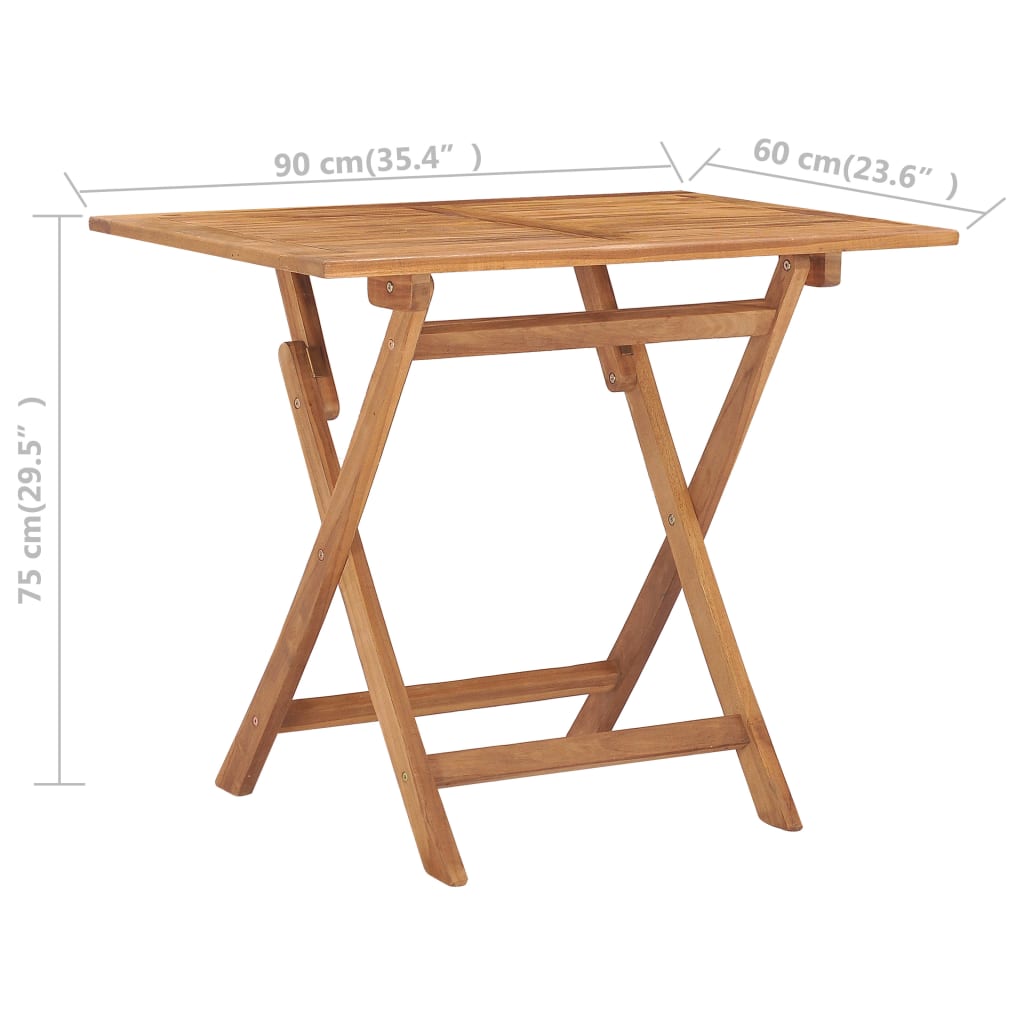 5Dílný Skládací Zahradní Jídelní Set Masivní Teakové Dřevo 90 X 60 X 75 Cm