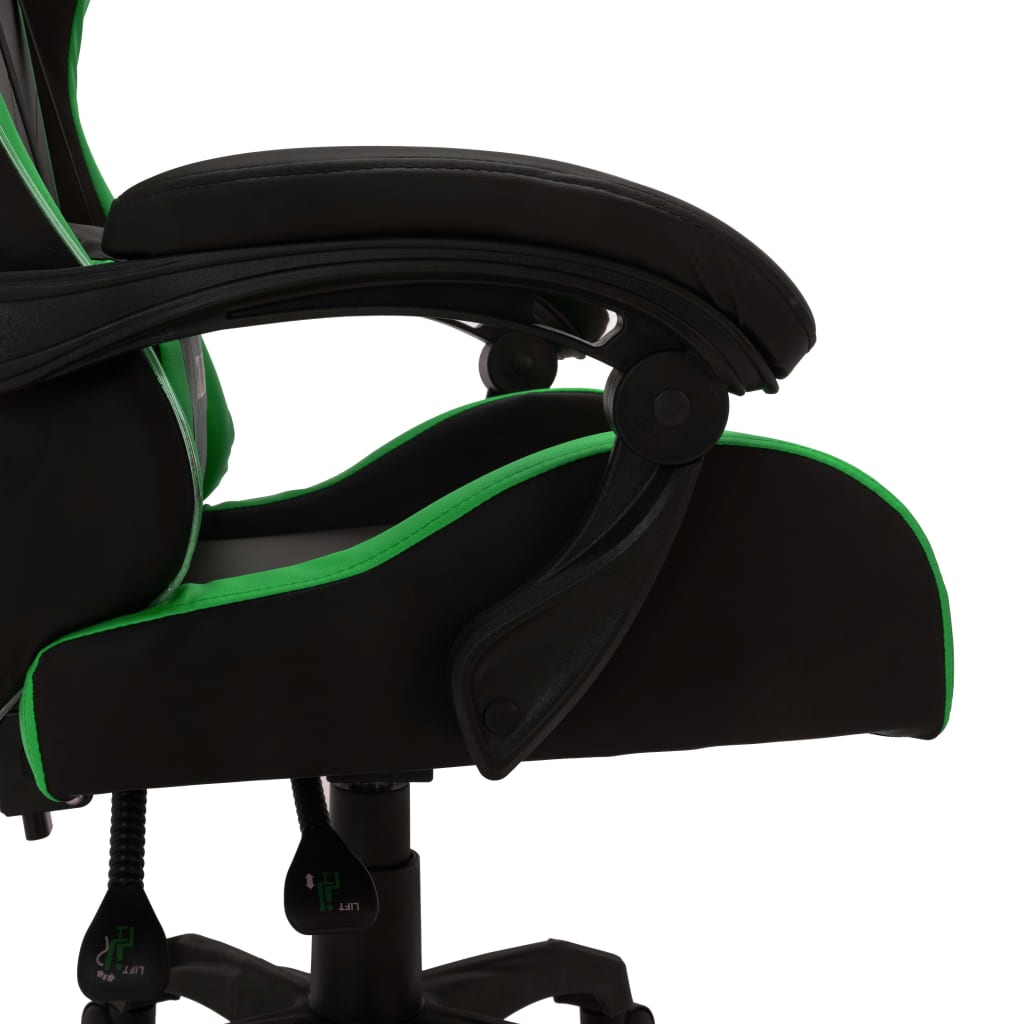 Herní Židle S Rgb Led Podsvícením Zeleno-Černá Umělá Kůže