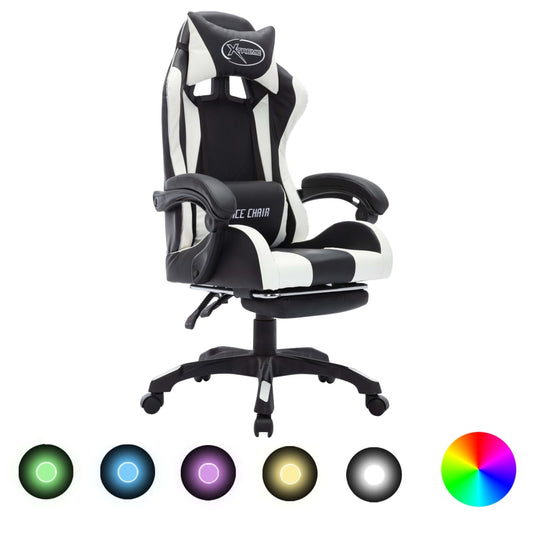 Herní Židle S Rgb Led Podsvícením Bíločerná Umělá Kůže
