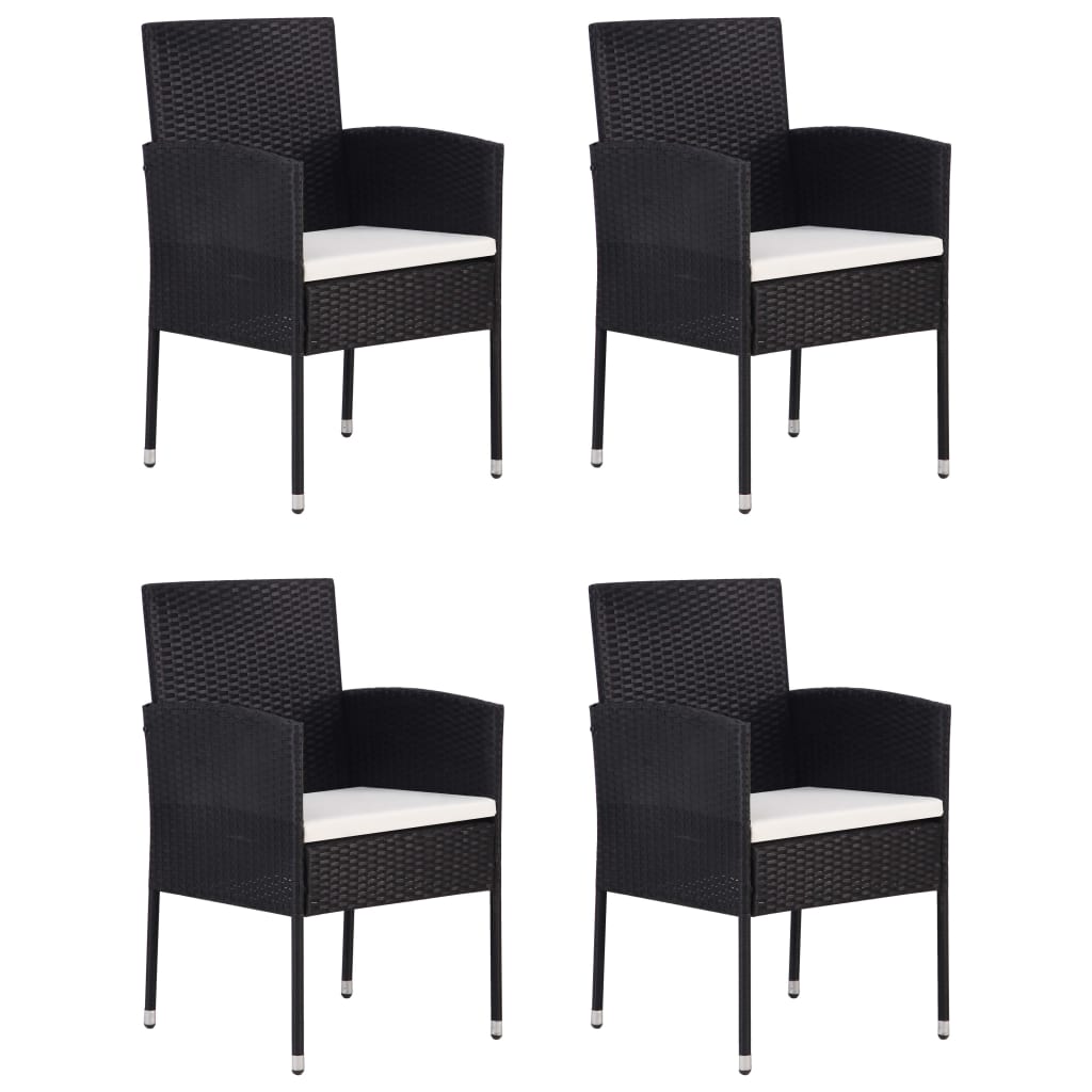 5Dílný Zahradní Jídelní Set Polyratan Černý