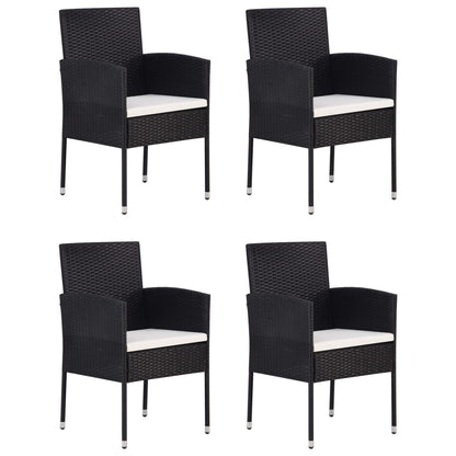 5Dílný Zahradní Jídelní Set Polyratan Černý