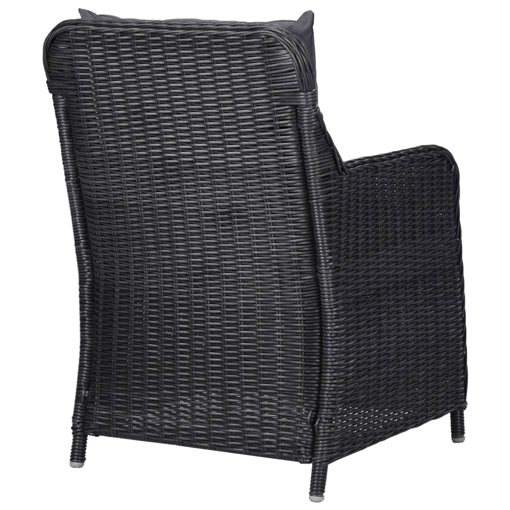 9Dílný Zahradní Jídelní Set Polyratan Černý