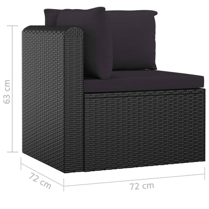 7Dílná Zahradní Sedací Souprava S Poduškami Polyratan Černá