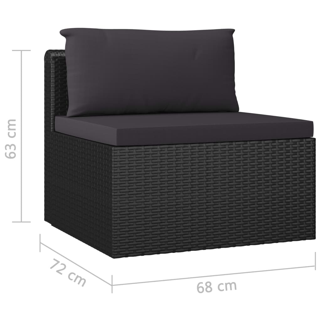 7Dílná Zahradní Sedací Souprava S Poduškami Polyratan Černá
