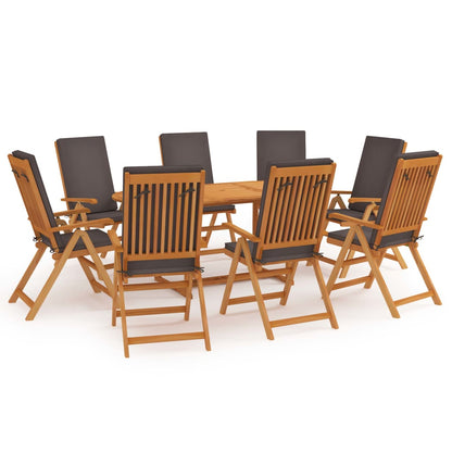 9Dílný Zahradní Jídelní Set S Poduškami Masivní Teak Šedý