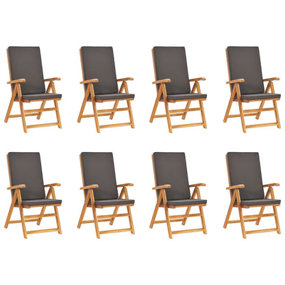 9Dílný Zahradní Jídelní Set S Poduškami Masivní Teak Šedý