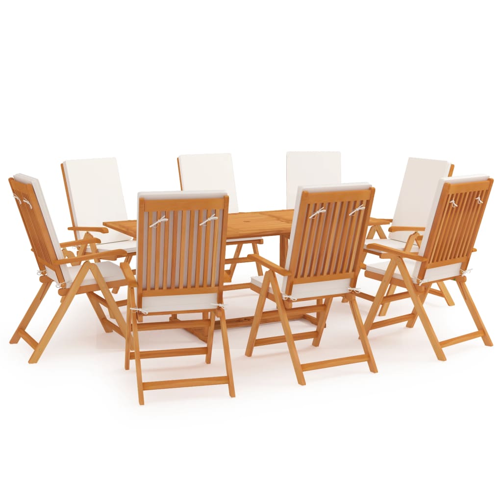 9Dílný Zahradní Jídelní Set S Poduškami Masivní Teak Šedý