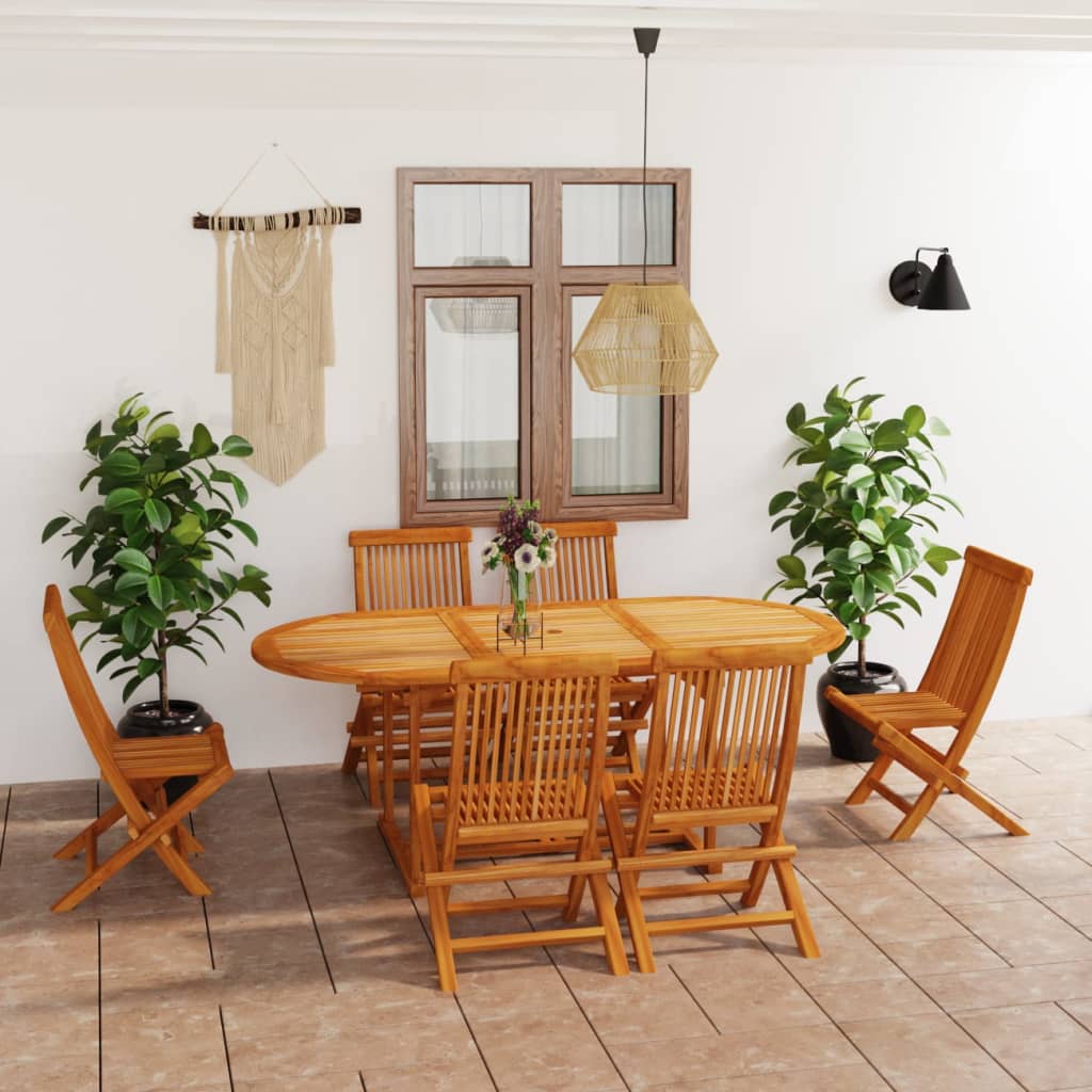 7Dílný Zahradní Jídelní Set 150–200 X 100 X 75 Cm Teakové Dřevo