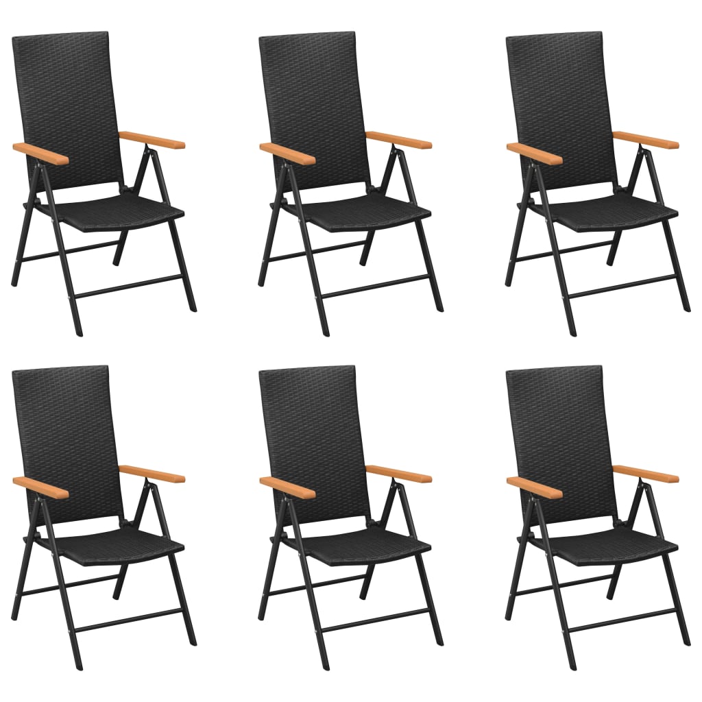 7Dílný Zahradní Jídelní Set Černý A Hnědý