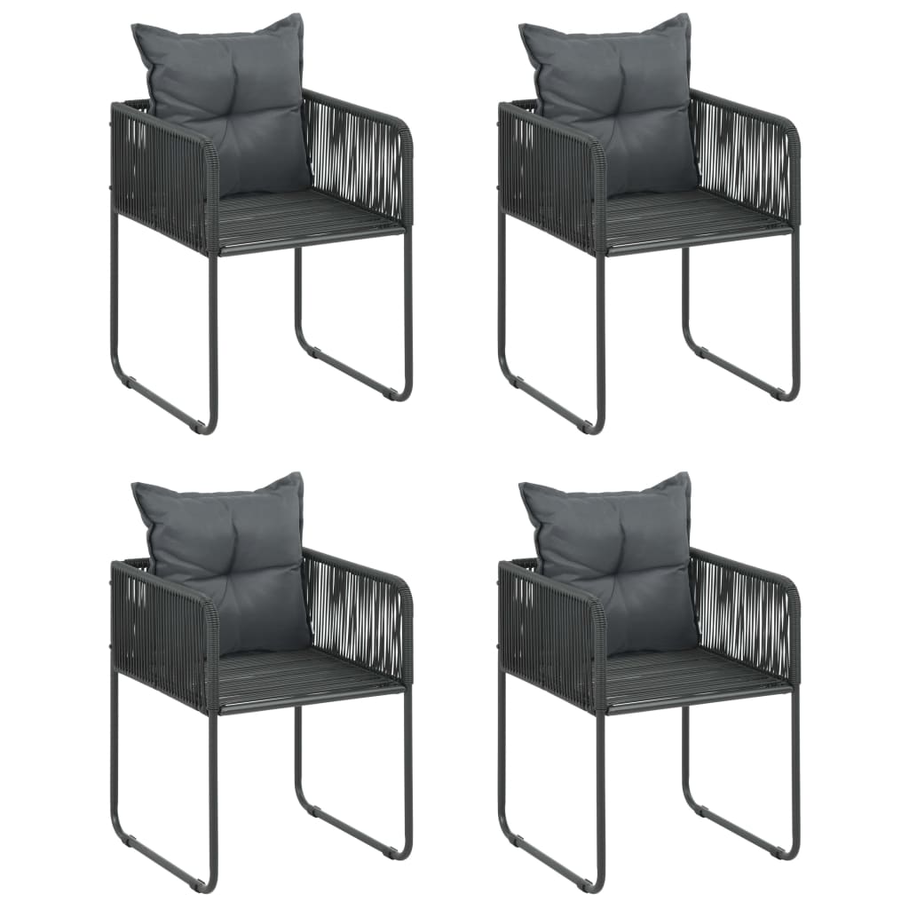 5Dílná Zahradní Jídelní Souprava Pvc Ratan Černá