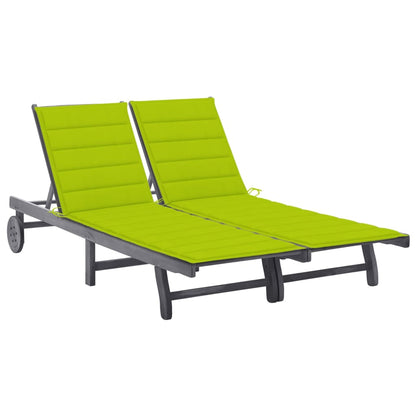 Zahradní Lehátko Pro 2 Osoby S Poduškou Šedé Masivní Akácie