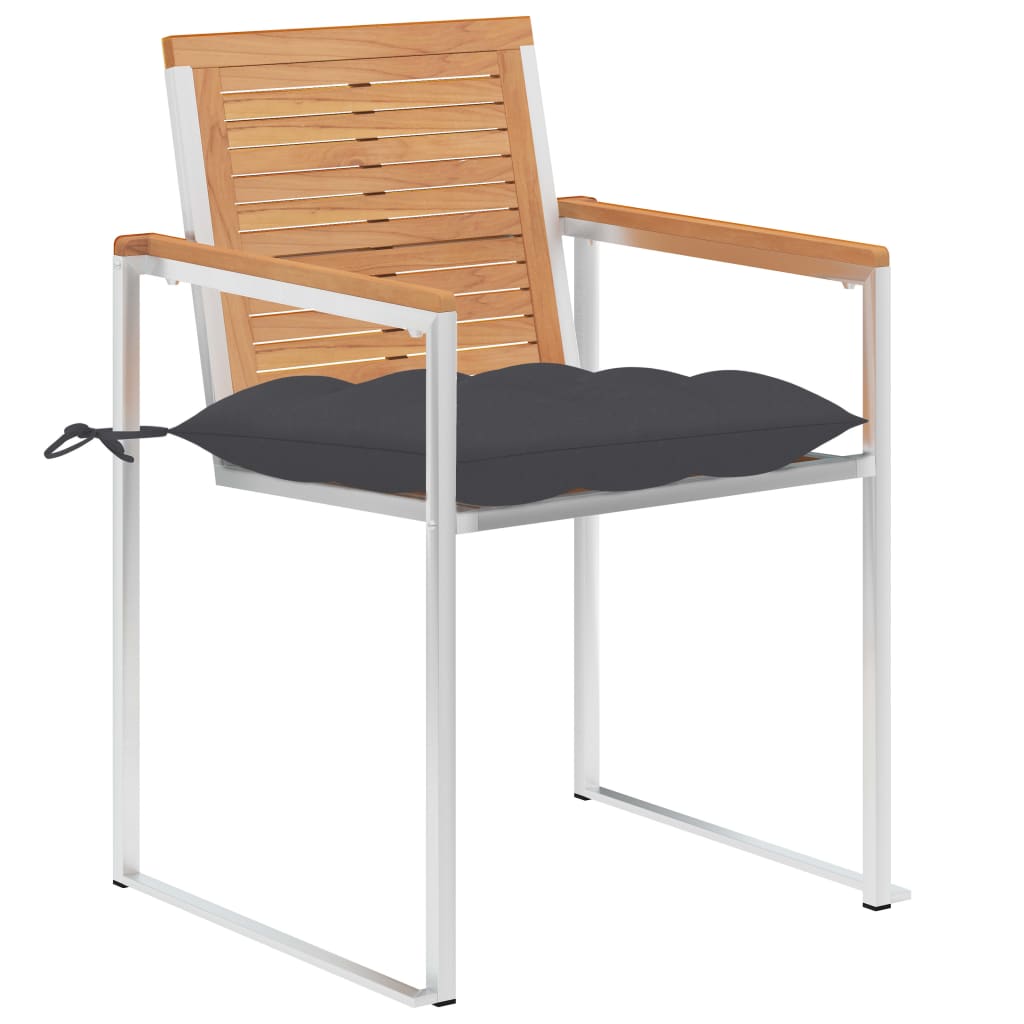Zahradní Židle S Poduškami 2 Ks Masivní Teakové Dřevo A Ocel