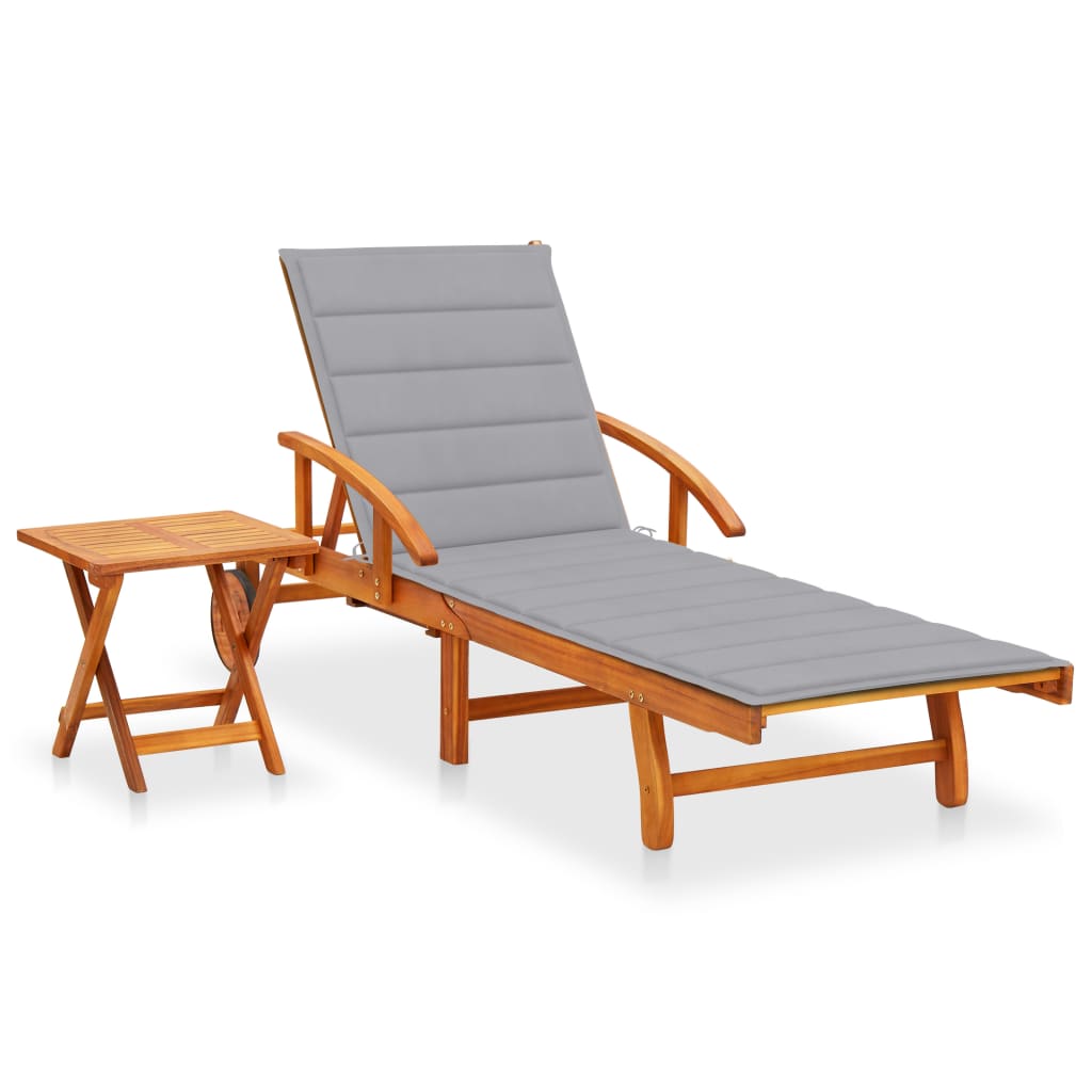 Zahradní Lehátka S Poduškami 2 Ks Masivní Akáciové Dřevo