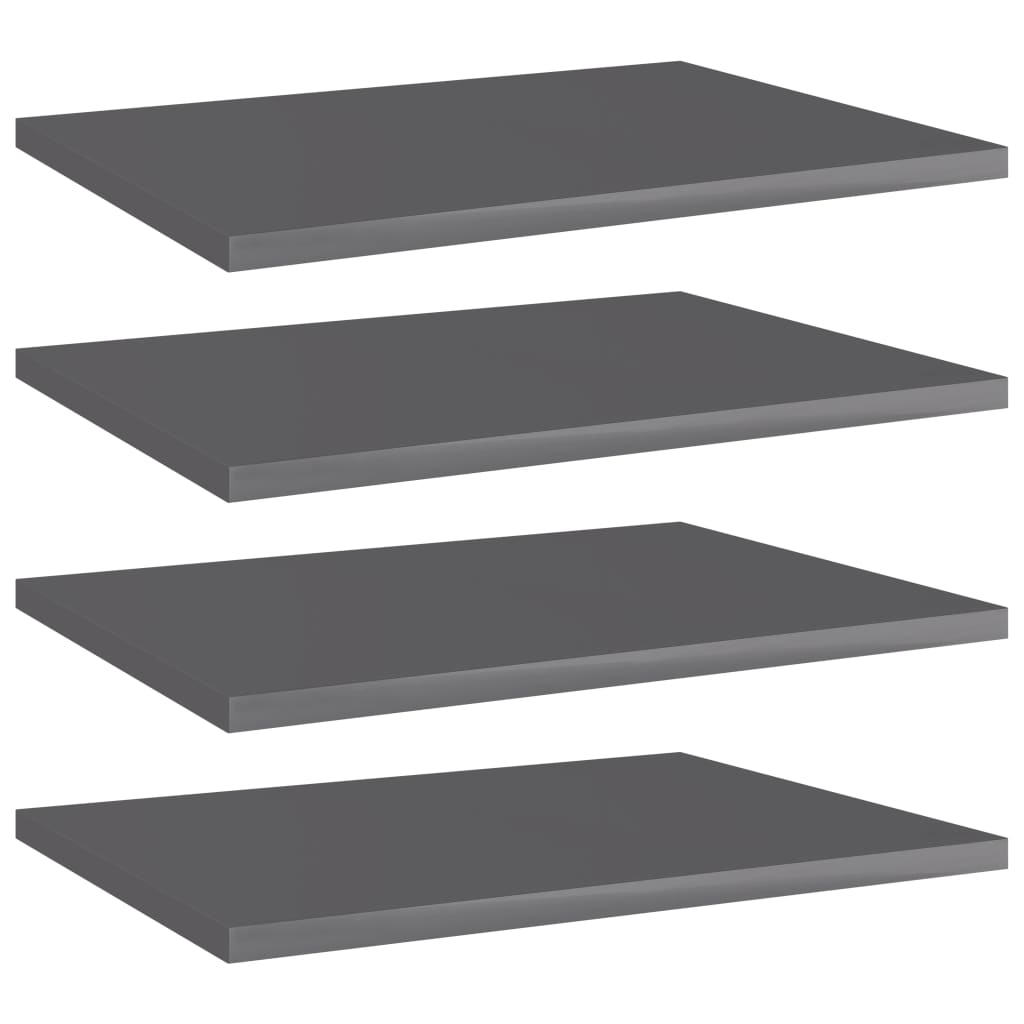 Přídavné Police 4 Ks Šedé Vysoký Lesk 100X30X1,5 Cm Dřevotříska Šedá S Vysokým Leskem