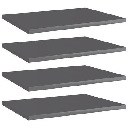 Přídavné Police 4 Ks Šedé Vysoký Lesk 100X30X1,5 Cm Dřevotříska Šedá S Vysokým Leskem