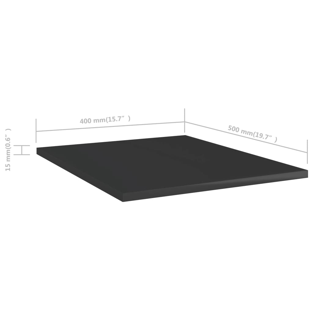 Police Na Knihy 8 Ks Černé Lesklé 40X50X1,5 Cm Kompozitní Dřevo