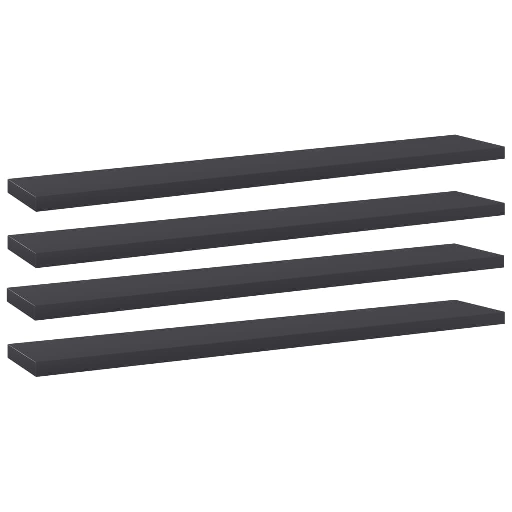 Přídavné Police 4 Ks Šedé 60 X 10 X 1,5 Cm Dřevotříska