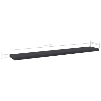 Přídavné Police 4 Ks Šedé 60 X 10 X 1,5 Cm Dřevotříska