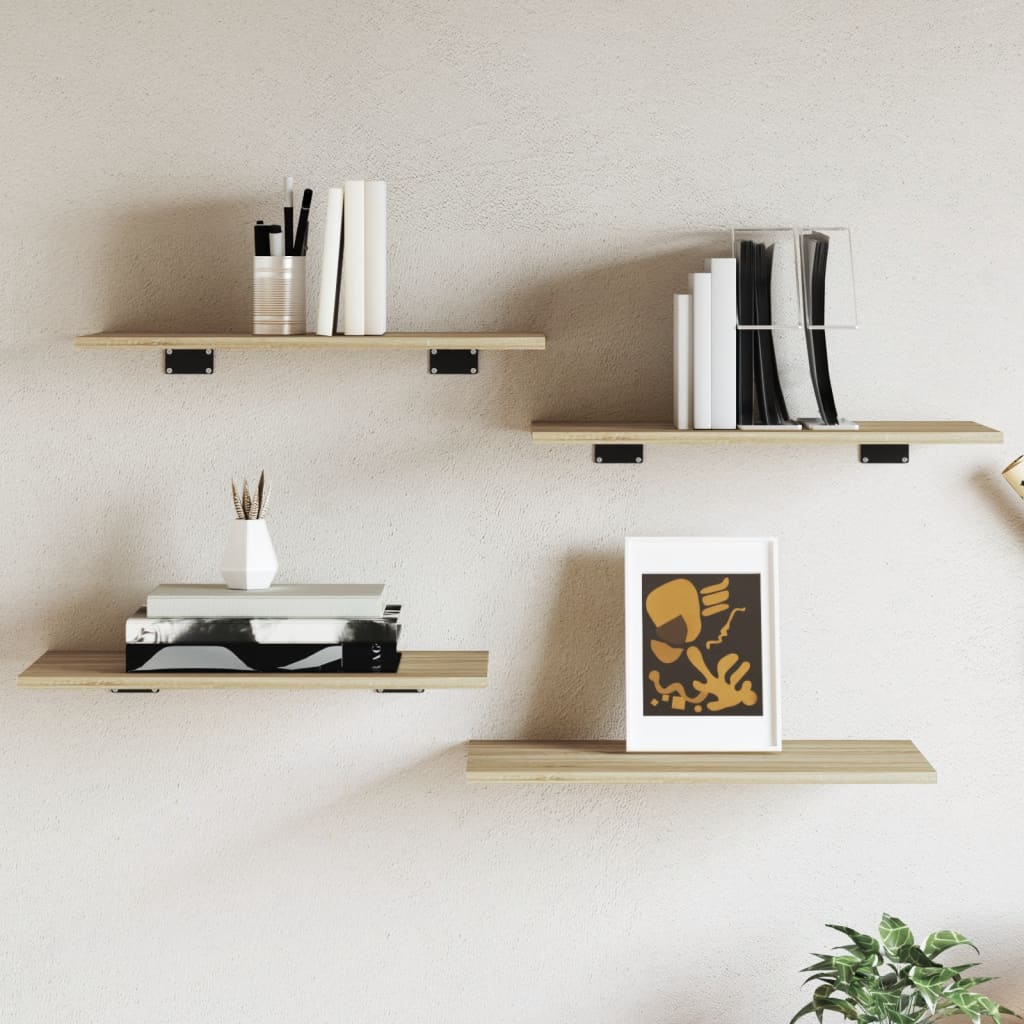 Přídavné Police 4 Ks 100 X 40 X 1,5 Cm Dřevotříska Dub Sonoma