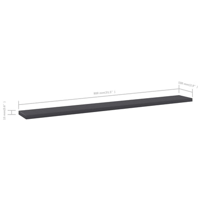 Přídavné Police 8 Ks Šedé 80 X 10 X 1,5 Cm Dřevotříska