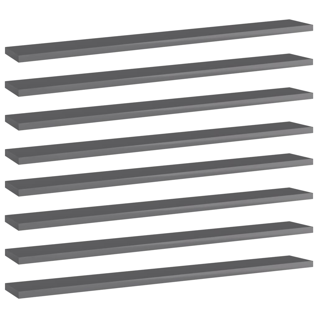 Přídavné Police 4 Ks Šedé Vysoký Lesk 100X30X1,5 Cm Dřevotříska Šedá S Vysokým Leskem