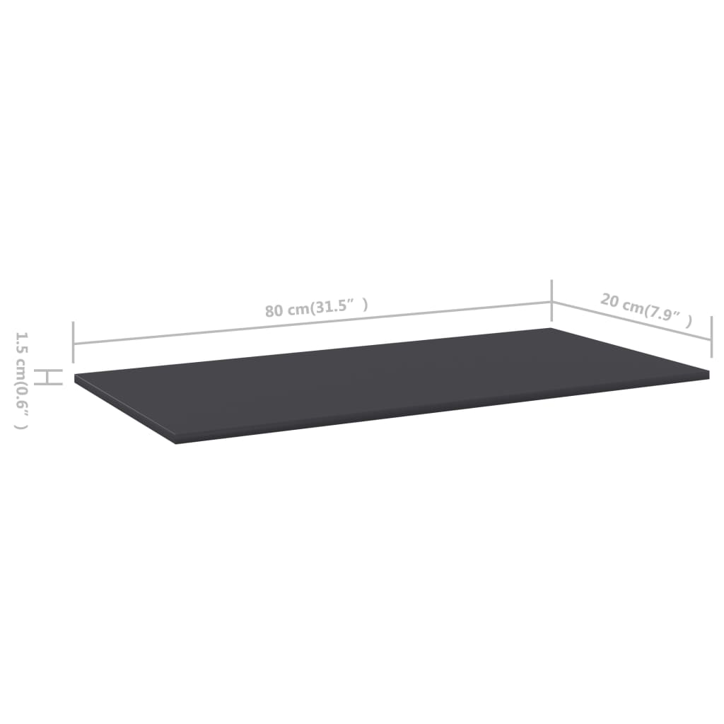 Přídavné Police 8 Ks Šedé 80 X 20 X 1,5 Cm Dřevotříska