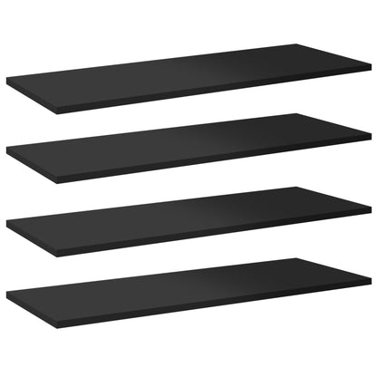 Přídavné Police 8 Ks Černé Vysoký Lesk 80X30X1,5 Cm Dřevotříska