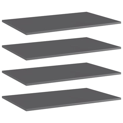 Přídavné Police 4 Ks Šedé Vysoký Lesk 100X30X1,5 Cm Dřevotříska Šedá S Vysokým Leskem