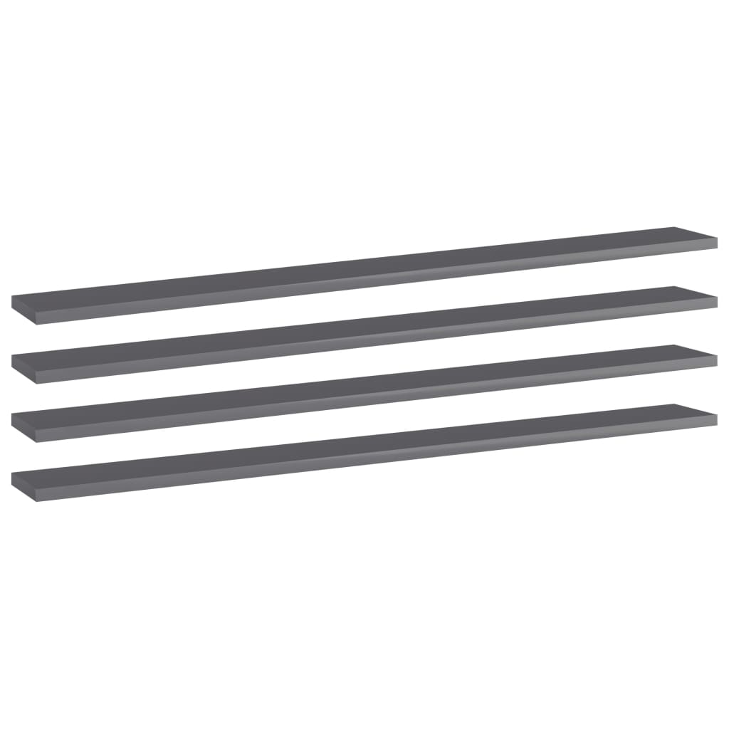 Přídavné Police 4 Ks Šedé Vysoký Lesk 100X30X1,5 Cm Dřevotříska Šedá S Vysokým Leskem