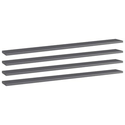 Přídavné Police 4 Ks Šedé Vysoký Lesk 100X30X1,5 Cm Dřevotříska Šedá S Vysokým Leskem
